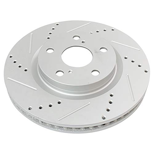 TRQ Performance Front and Rear Brake Rotor Set Coated Drilled Slotted - style: BRA15025
