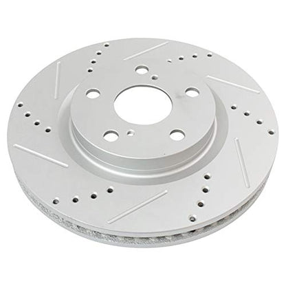 TRQ Performance Front and Rear Brake Rotor Set Coated Drilled Slotted - style: BRA15025