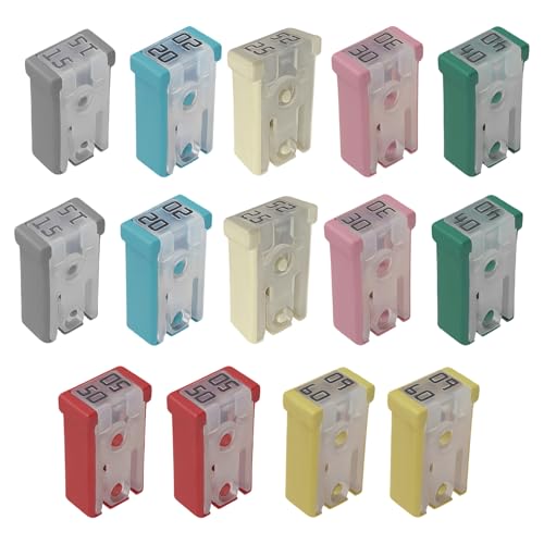 14PCS 15A 20A 25A 30A 40A 50A 60A 32V Slotted Car MCASE Shaped Fuse Kit, Mini Shaped Box Type Cartridge Fuse Assortment Kit, Low-Profile Fuses Replacement for Cars Trucks SUVs (14PCS) - color: 14PCS