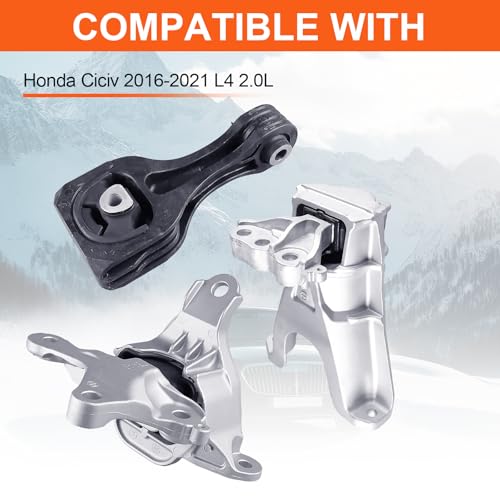 Engine Motor Mount Compatible with Honda Ciciv 2016-2021 L4 2.0L,Replacement for A45004 A45005 A45006 - size: 16-21 Honda Ciciv L4 2.0L