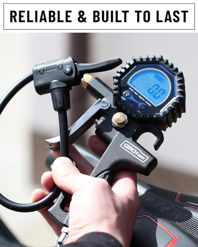 Presta Valve Adaptor with Pressure Gauge and Inflator for Air Compressor