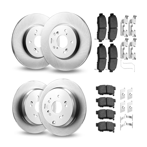 VEVOR Front & Rear Brake Kit Compatible with 2012-2016 Honda CR-V (AWD Models), Ceramic Brake Replacement Kits, 12 inch Hollow Structure Front Rotors, 12 inch Solid Structure Rear Rotors, R-31455 - size: S-31455 + S-31372