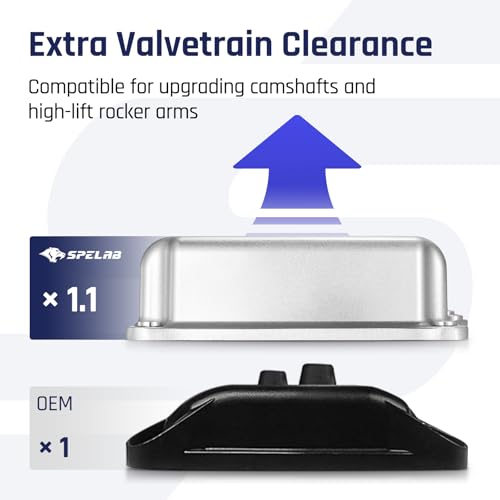 SPELAB Valve Cover Compatible with Hemi Gen III 5.7/6.1/6.4 Engine 2003-2020 Cast Aluminum Silver - color: Silver
