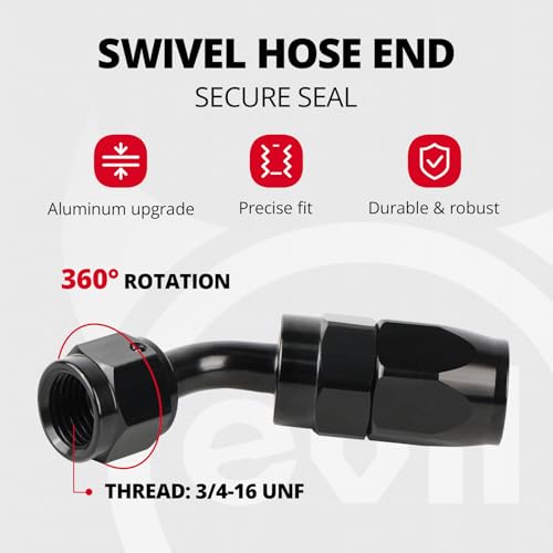 EVIL ENERGY 8AN Fuel Line Kit 20FT CPE Nylon Braided Hose with 12 Fittings - color: Black, size: 8AN 20FT