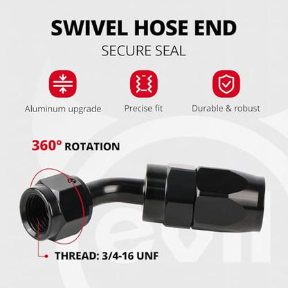 EVIL ENERGY 8AN Fuel Line Kit 20FT CPE Nylon Braided Hose with 12 Fittings - color: Black, size: 8AN 20FT
