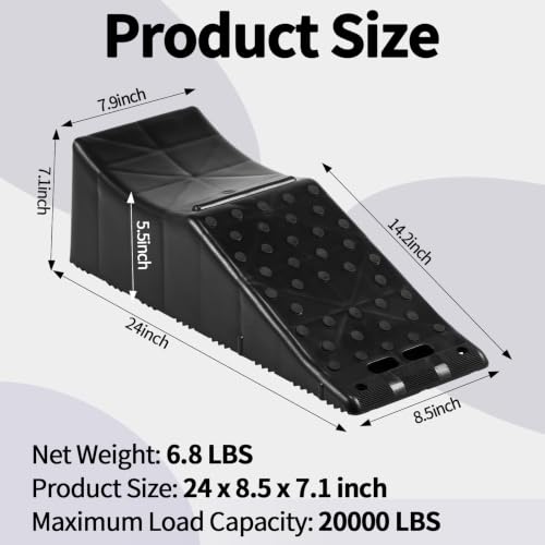2 Piece Tandem Wheel Ramp, Portable Car Service Ramp, 5.5in Tire Lift Trailer Wheel Jack RV Flat Tire Ramp, for Routine Tire Replacement Repairs