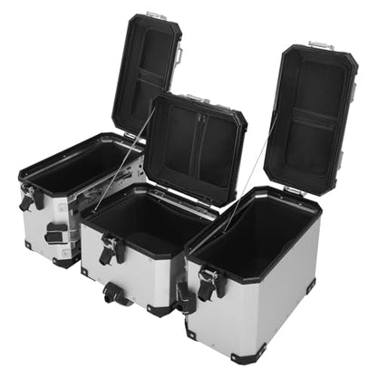 TCT-MOTORPARTS Panniers Top Tail Box Luggage Saddlebags Side Case Fits for BMW R1300GS 2023-2025 - color: Chrome Saddlebags (42L)+Trunk (38L)