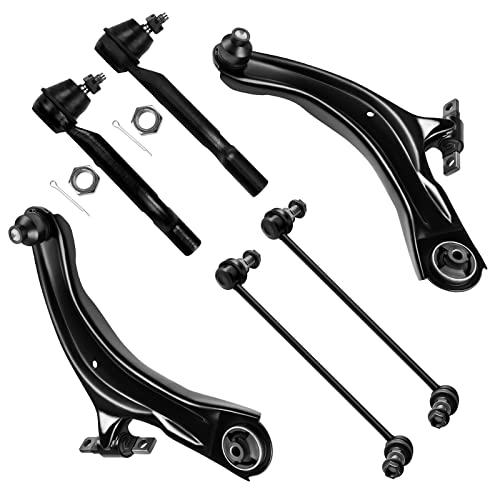 SCITOO 6pcs Front Suspension Kit Lower Control Arm and Ball Joint Sway Bar Links Outer Tie Rod Ends fit for 2008-2013 for Nissan Rogue 2014-2015 for Nissan Rogue Select