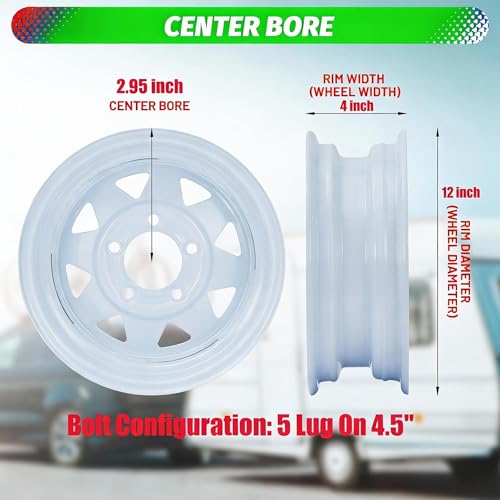 2 Pack 480-12 4.80x12 4.80-12 4.8-12 Trailer Tires with 12'' Rims, 5 Lug on 4.5'', Load Range C 6PR - size: 480-12, style: 5 Lug