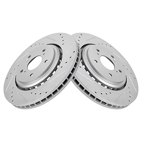 TRQ Performance Front Brake Rotor Set G Coated Drilled and Slotted Vented - style: BRA19856