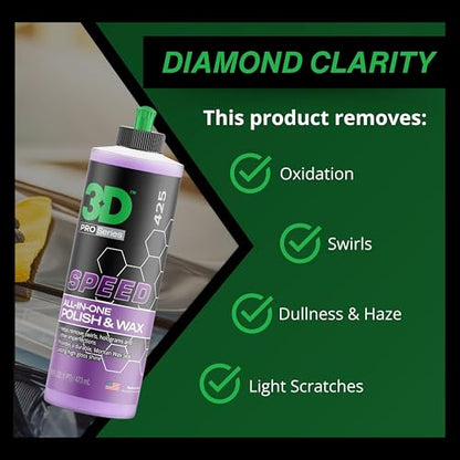 3D Speed All-In-One Polish & Wax – Scratch & Swirl Remover, Clear Coat Safe Paint Sealant – High Gloss Finish, Easy Application – 16oz – Made in USA (Pack of 2) - size: 16 Fl Oz (Pack of 2)