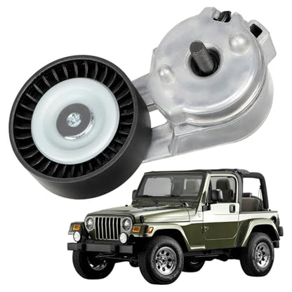 Belt Tensioner Assembly with Pulley Fit for Jeep Wrangler 4.0L 2000-2006, Grand Cherokee 4.0L 1999-2004, Replace# 04854089A, 04854089AB - size: 04854089A
