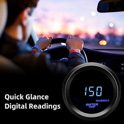 2" 52mm Water Temp Gauge Fahrenheit F with Sender Kit Digital Blue LED for 12V Car AUTO - size: Water Temp F