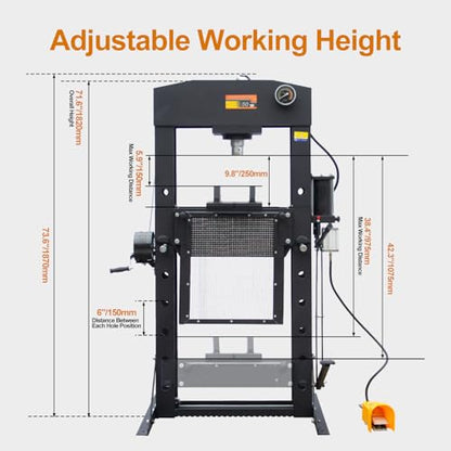 50 Ton H-Frame Hydraulic Shop Press with Floor Press Plates - color: 50T