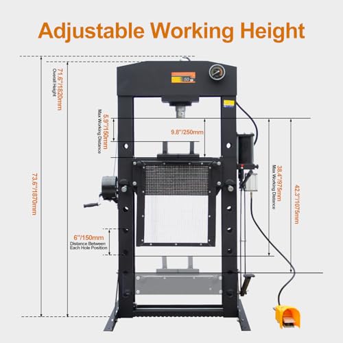 50 Ton H-Frame Hydraulic Shop Press with Floor Press Plates - color: 50T