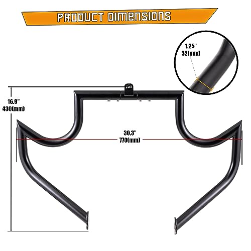 Kinglemc Crash Bar Engine Guard for Harley Touring(Black) - color: Black-Mustache
