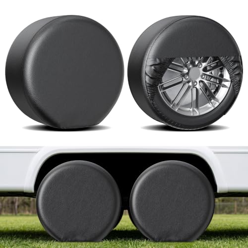 Moonet Thickened PVC Leather Tire Cover,Black 2-Pack, Universal Fit 24-26" - color: Black 2 Pack, size: S for Tire Diameter 24-26inch
