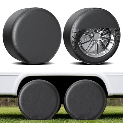 Moonet Thickened PVC Leather Tire Cover,Black 2-Pack, Universal Fit 24-26" - color: Black 2 Pack, size: S for Tire Diameter 24-26inch