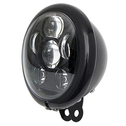 SKTYANTS 5 3/4 5.75" Inch LED Headlight Motorcycle High Low Beam with 5.75 Inch Housing Bucket Compatible with FXWG FXDWG FXST (Black) - color: Black-B