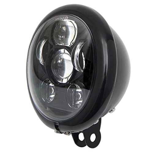SKTYANTS 5 3/4 5.75" Inch LED Headlight Motorcycle High Low Beam with 5.75 Inch Housing Bucket Compatible with FXWG FXDWG FXST (Black) - color: Black-B