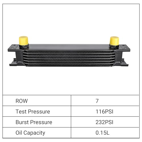 EVIL ENERGY 7 Row Oil Cooler, 10AN Stacked Plate Transmission Engine Cooler Universal British Radiator Aluminium Black - size: 7 Row