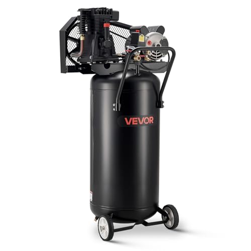 VEVOR 30 Gallons Air Compressor, 2HP 5.3SCFM at 90PSI, Max 125PSI Pressure Oil-Lubricated Air Compressor Tank, Portable on Wheels for Auto Repair,Tire Inflation,Spray Painting,Woodwork Nailing,120V - size: 30 Gallon 125 PSI