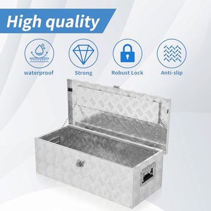 30 Inch Aluminum Truck Bed Tool Box with Side Handles, Lock - color: Silver, size: 30"