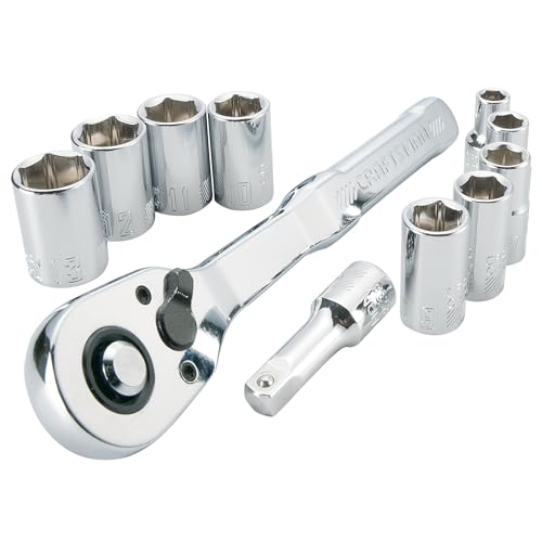 CRAFTSMAN Mechanics Tool Set, Metric, 1/4 Inch Drive, 11 Piece, 90-Tooth (CMMT34871) - size: 1/4 in