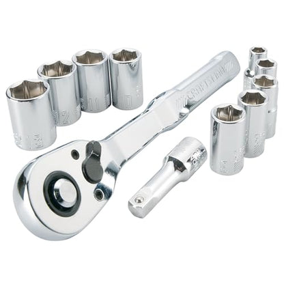 CRAFTSMAN Mechanics Tool Set, Metric, 1/4 Inch Drive, 11 Piece, 90-Tooth (CMMT34871) - size: 1/4 in