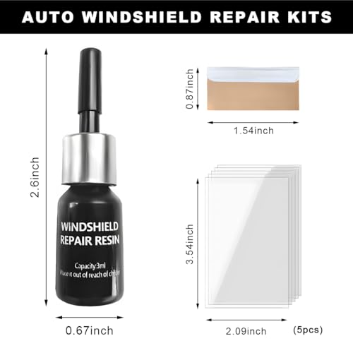 Yourkar Windshield Repair Kit, Quick Repair Resin Liquid for Windshield Glass Chip Scratch, Repair Fluid Resin Filler for Fixing Window Star-Shaped Crack, Car Accessories (Black) - color: Black, 1pcs