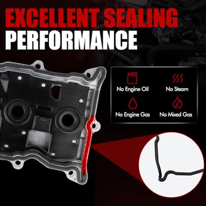 MITZONE Aluminum Valve Cover Compatible with Nissan Altima 2007-2013 Rogue 2008-2013 Sentra 2007-2012 2.5L Replace 13270JA00A 13264JA00A, with Cap Tube & Gasket - color: silver aluminum