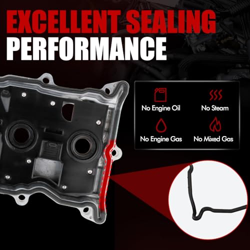 MITZONE Aluminum Valve Cover Compatible with Nissan Altima 2007-2013 Rogue 2008-2013 Sentra 2007-2012 2.5L Replace 13270JA00A 13264JA00A, with Cap Tube & Gasket - color: silver aluminum