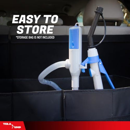 TERA PUMP Battery Powered Fuel & Water Transfer Pump, 2.6 GPM with Flow Control Nozzle, Squeeze Handle & Extra-Long Discharge Hose, 2 AA Batteries (Not Included) - style: Flow Control Nozzle