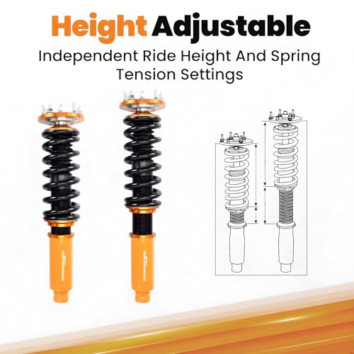 maXpeedingrods Coilovers for Honda Accord CM4/CM5/CM6/CM7/CM8 2003-2007, for Acura TL 2004-2008, 24 Levels Damper Adjustable Coilovers Suspension Kit, Height Adjustable Lowering Kit, Gold