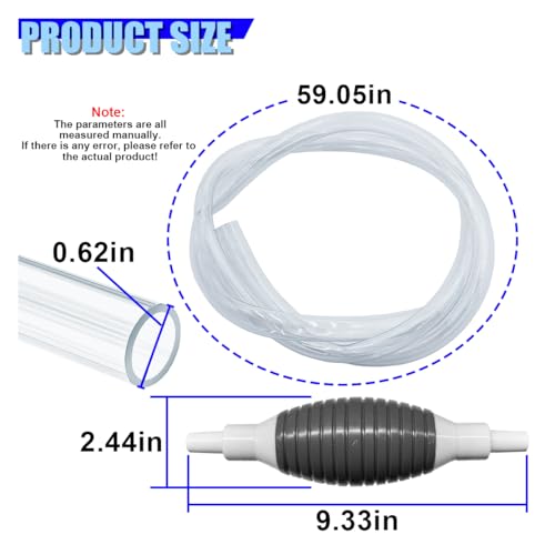 Car Multifunctional Liquid Siphon Pump, Portable Manual Fuel Transfer Hose with Clips, Universal Auto Fluid Extractor for Oil, Water, Diesel, Gasoline (1.5M-4.92FT) - size: 1.5M-4.92FT