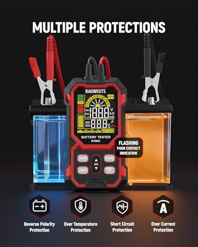 KAIWEETS Car Battery Tester, 50-2000 CCA, 12V/24V Load Analyzer for Vehicle