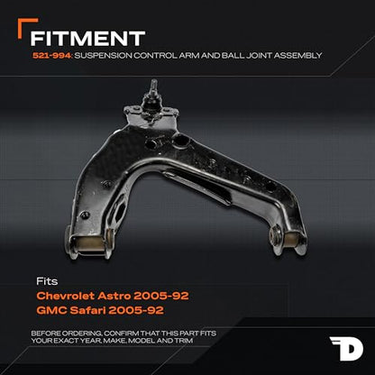 Dorman 521-994 Front Passenger Side Lower Suspension Control Arm and Ball Joint Assembly Compatible with Select Chevrolet/GMC Models