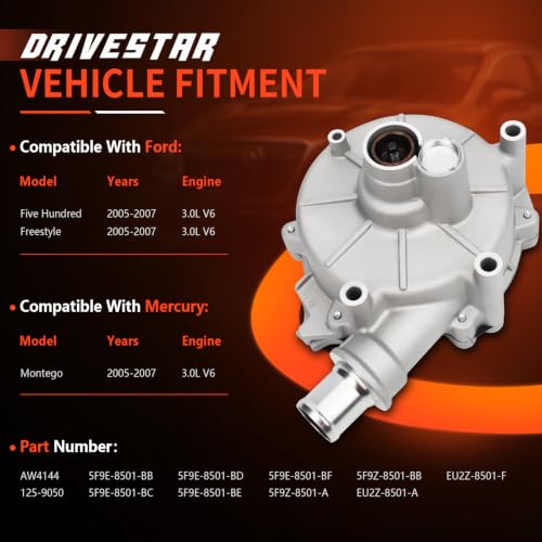 AW4144 Engine Water Pump Kit for Ford Five Hundred Freestyle - size: AW4144