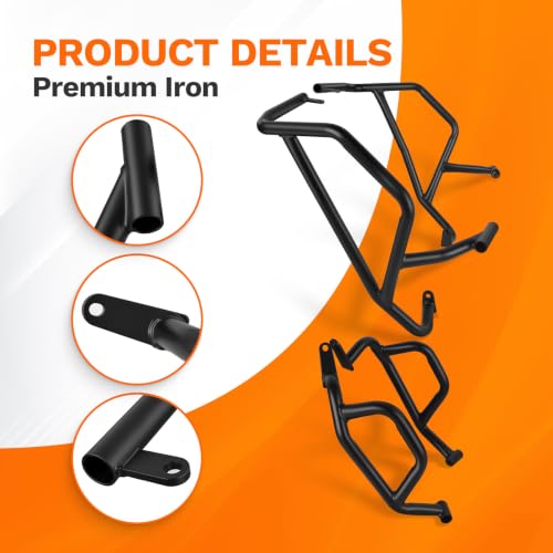 CHIFUN Engine Guard Crash Bars for 450MT Ibex 450 2024-2026, Motorcycle Upper and Lower Highway Frame Gas Fuel Tank Falling Protection Bars (Black) - color: Black