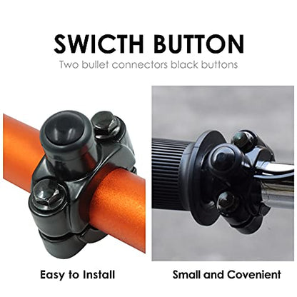 Universal 7/8" 22mm Motorcycle Handlebar ON Off Switch Button Headlight Fog Brake Light Switch with Two Bullet Connectors Black Button
