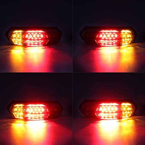 Universal Smoke Integrated Motorcycle 25 LED Tail Light with Turn Signal Position Brake-Stop Alert Function for Dirt Bike Buggy Chooper Cruiser ATV(Smoke/Stop Alert) - color: Smoke/Stop Alert