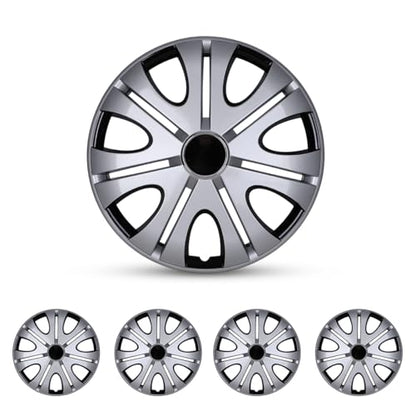 15inch Wheel Guards – (4 Pack) Hubcaps for Car Wheel Covers - color: 5082-Silver & Black-15