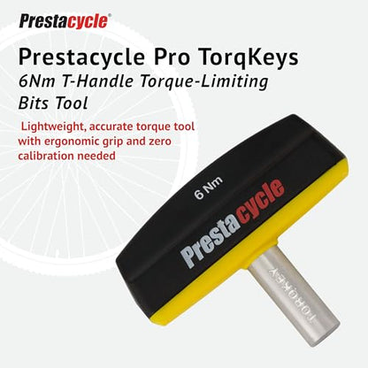 Prestacycle Pro TorqKeys 6Nm T-Handle Torque Limiting Tool – Torque Wrench Bit with Ergonomic Low-Profile Grip, Magnetic 1/4" Hex Bit Retention, Durable Zinc Shaft - size: 6Nm