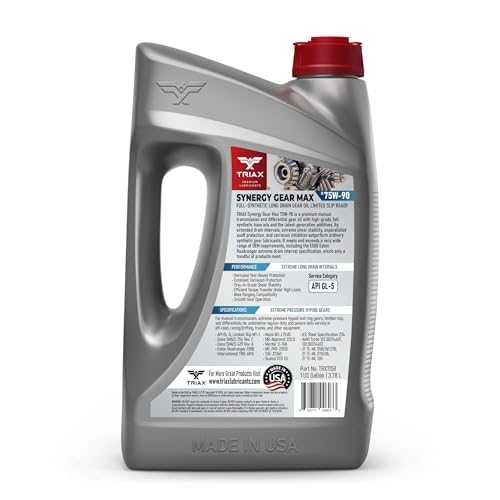 TRIAX Synergy Gear Max 75W-90 GL-5 Limited Slip, Ultra Long Drain 500k Miles, Manual Transmission, Gear/Differential Lubricant (1 Gallon) - size: 1 GALLON