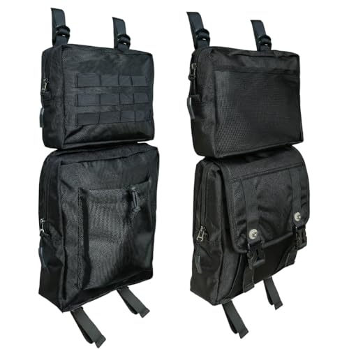 Larswon 2 Pack ATV Saddle Bags, Large Detachable Fender Bag ATV Gear Bags Water Resistent Motorcycle Storage Bag Compatible with Sportsman Scrambler TRX FourTrax Outlander Grizzly UTV Black - color: Black