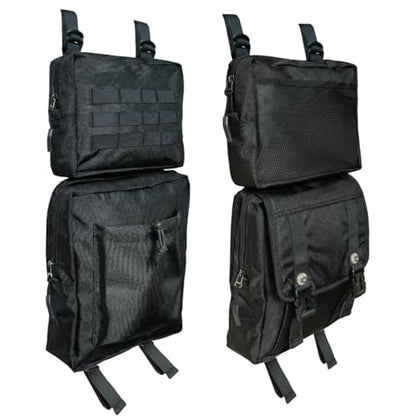 Larswon 2 Pack ATV Saddle Bags, Large Detachable Fender Bag ATV Gear Bags Water Resistent Motorcycle Storage Bag Compatible with Sportsman Scrambler TRX FourTrax Outlander Grizzly UTV Black - color: Black