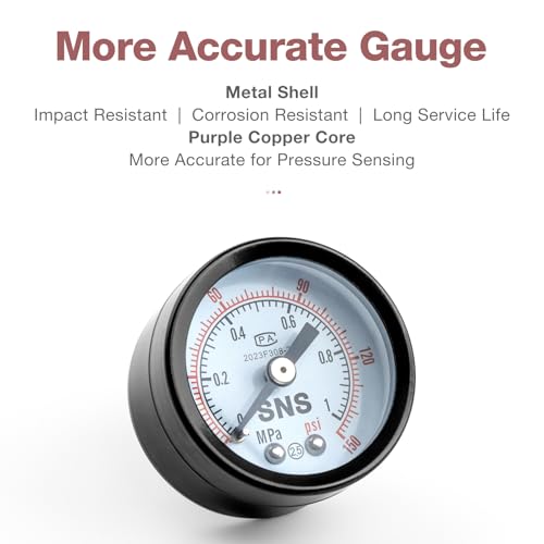 SNS Air Compressor Pressure Regulator With Bracket and Gauge Female Thread 1/4 NPT Adjustable R-N07BG - size: 1/4 inches