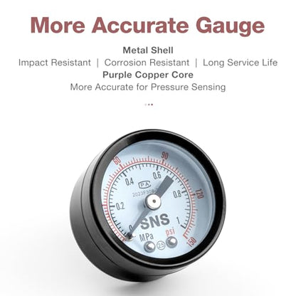 SNS Air Compressor Pressure Regulator With Bracket and Gauge Female Thread 1/4 NPT Adjustable R-N07BG - size: 1/4 inches