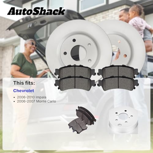 AutoShack Front & Rear Coated Rotors & Premium Pads for Chevy Impala 2010 - style: ArmorStop & Premium Pad