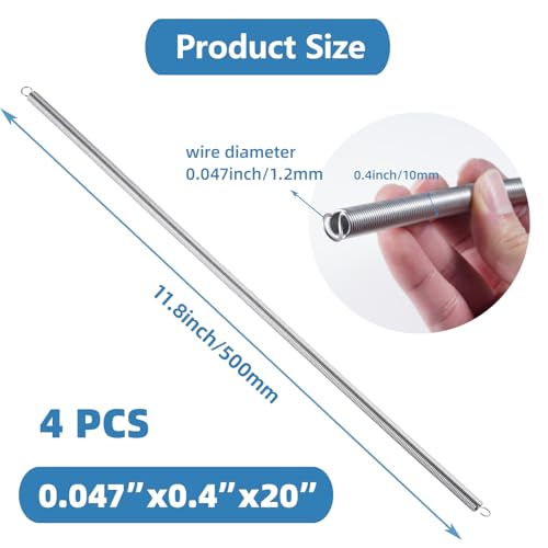4pcs Extension Springs,0.047"x0.4"x20" 304 Stainless Steel - size: 0.047"x0.4"x20"